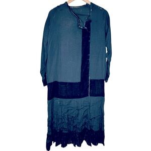 1920s Antique Vintage Black Rayon Velvet Flapper Long Sleeve Dress *Damaged*